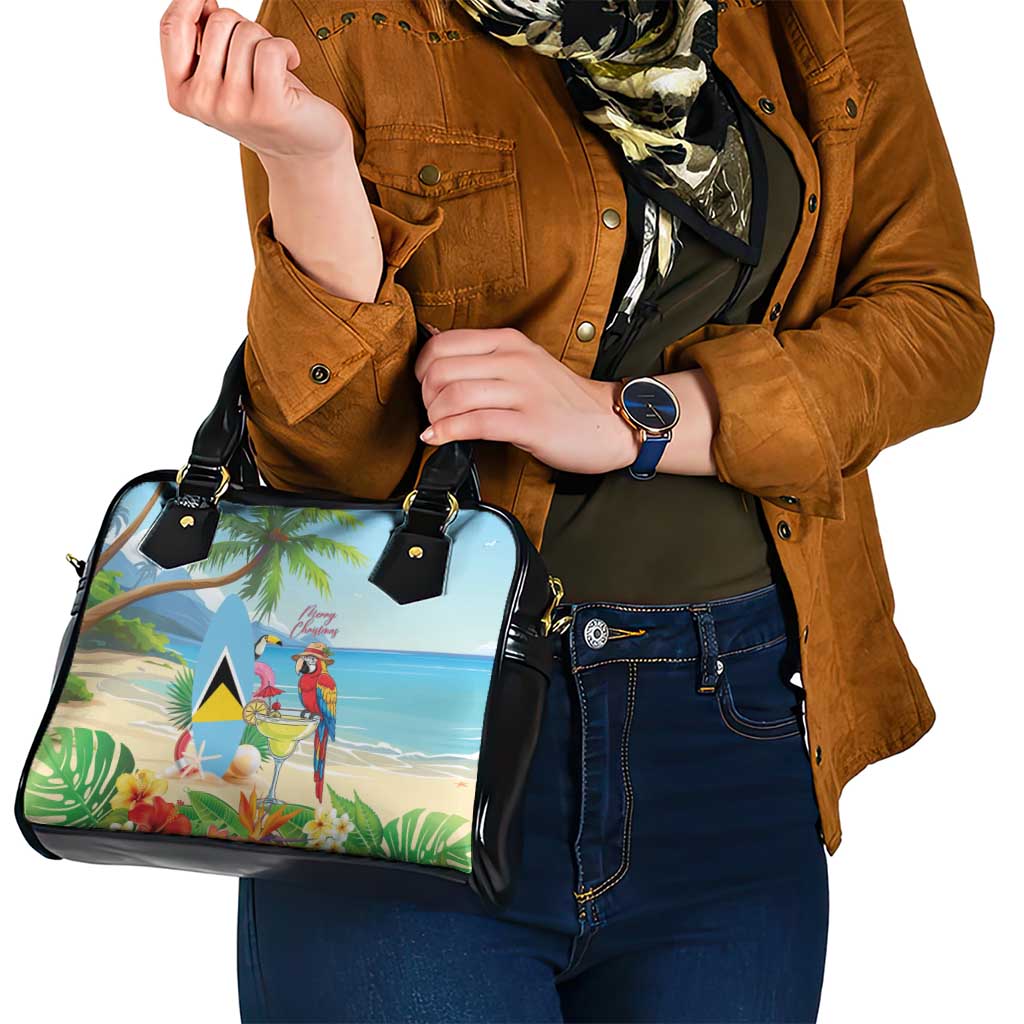 Saint Lucia Christmas Shoulder Handbag Chill Macaw Parrot Caribbean Tropical Style - Wonder Print Shop