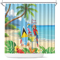 Saint Lucia Christmas Shower Curtain Chill Macaw Parrot Caribbean Tropical Style - Wonder Print Shop