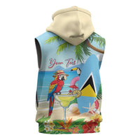 Personalized Saint Lucia Christmas Sleeveless Zip Hoodie Chill Macaw Parrot Caribbean Tropical Style - Wonder Print Shop