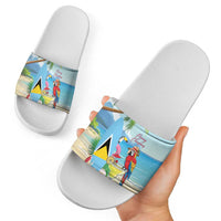 Saint Lucia Christmas Slide Sandals Chill Macaw Parrot Caribbean Tropical Style - Wonder Print Shop