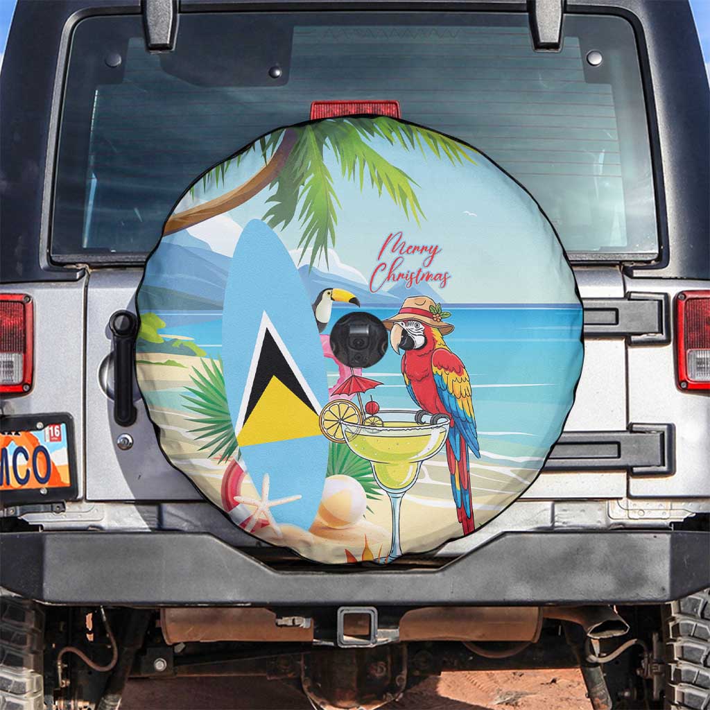 Saint Lucia Christmas Spare Tire Cover Chill Macaw Parrot Caribbean Tropical Style - Wonder Print Shop