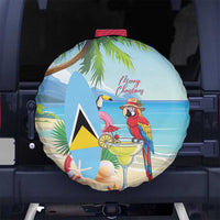 Saint Lucia Christmas Spare Tire Cover Chill Macaw Parrot Caribbean Tropical Style - Wonder Print Shop