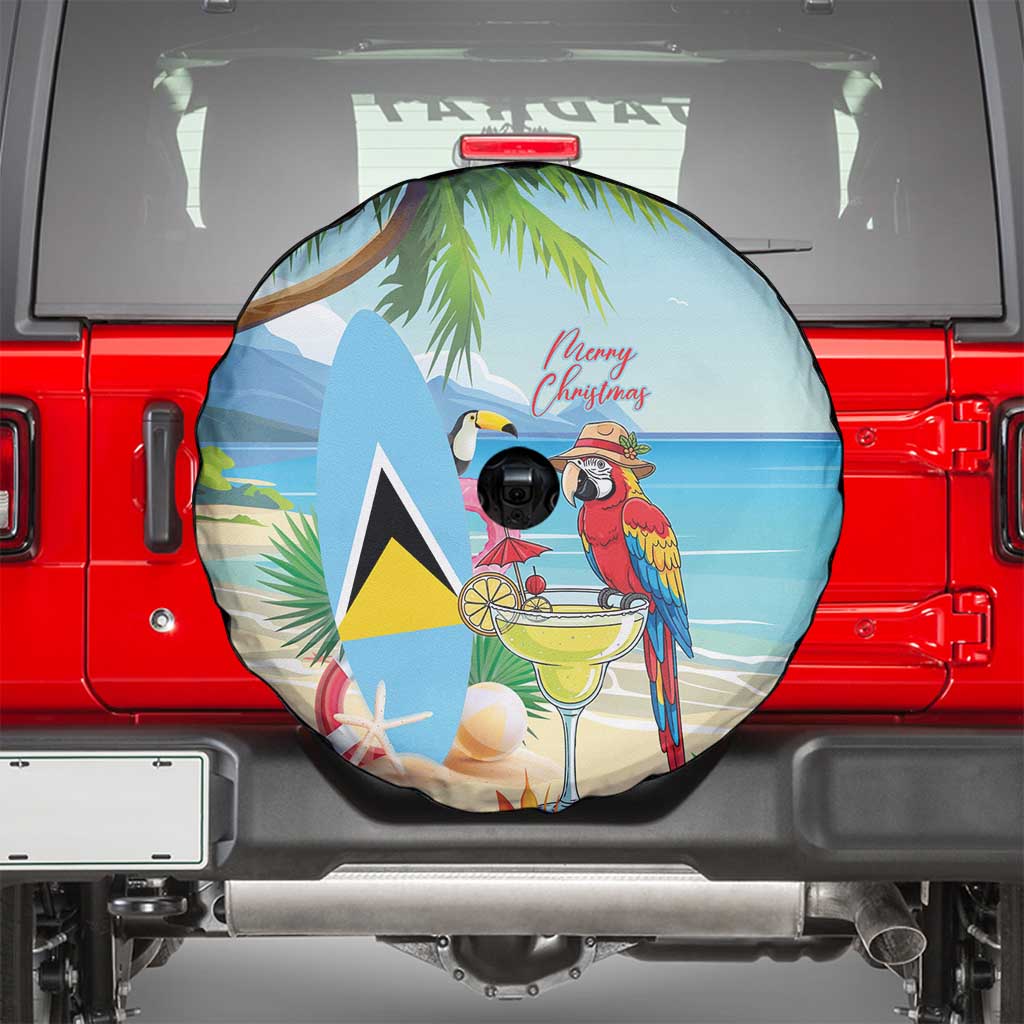 Saint Lucia Christmas Spare Tire Cover Chill Macaw Parrot Caribbean Tropical Style - Wonder Print Shop