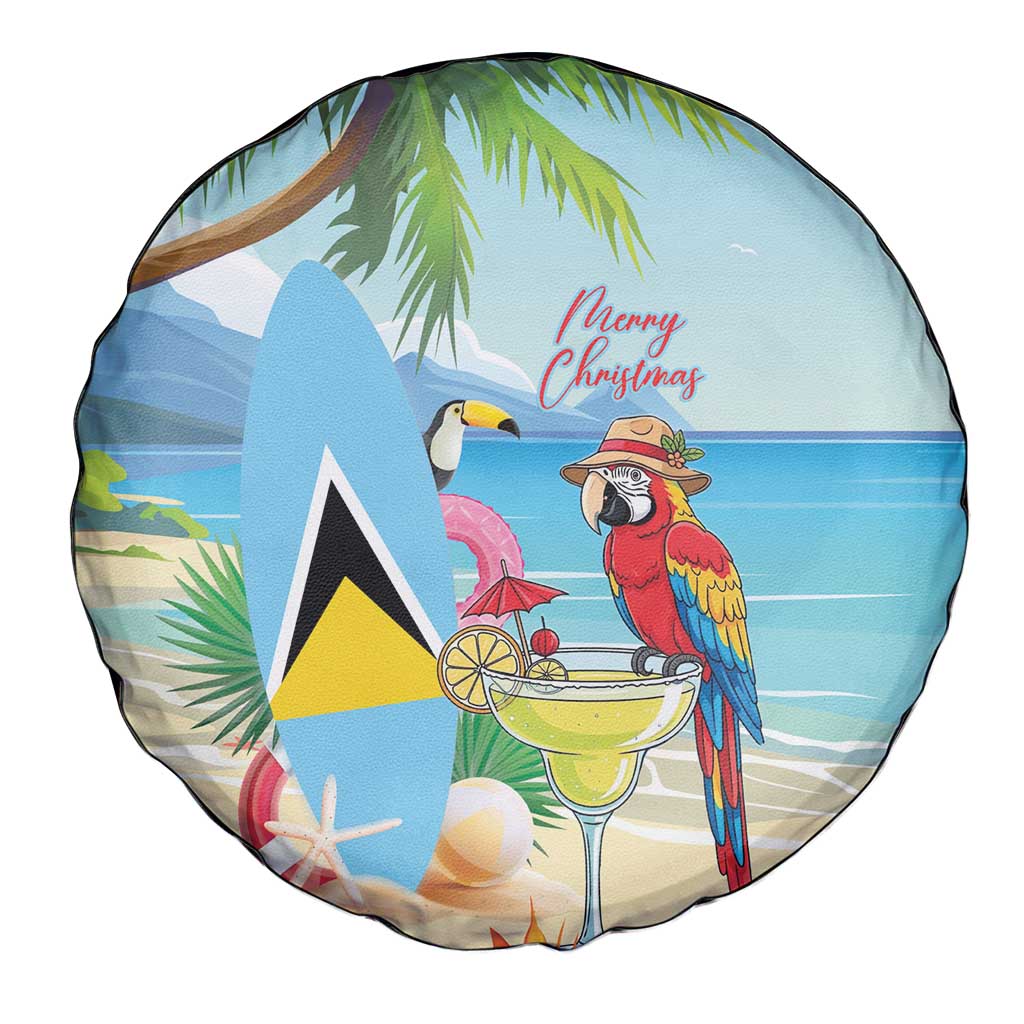 Saint Lucia Christmas Spare Tire Cover Chill Macaw Parrot Caribbean Tropical Style - Wonder Print Shop