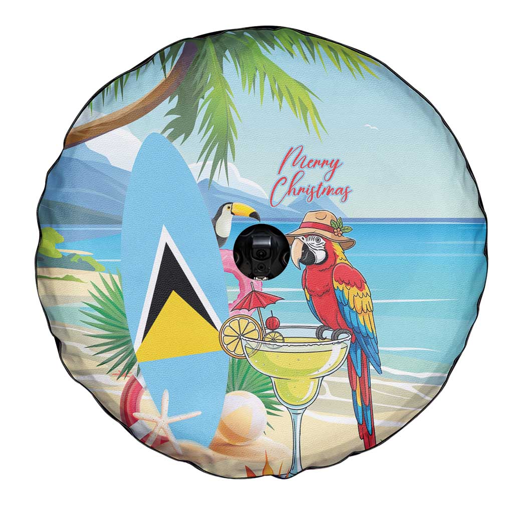 Saint Lucia Christmas Spare Tire Cover Chill Macaw Parrot Caribbean Tropical Style - Wonder Print Shop