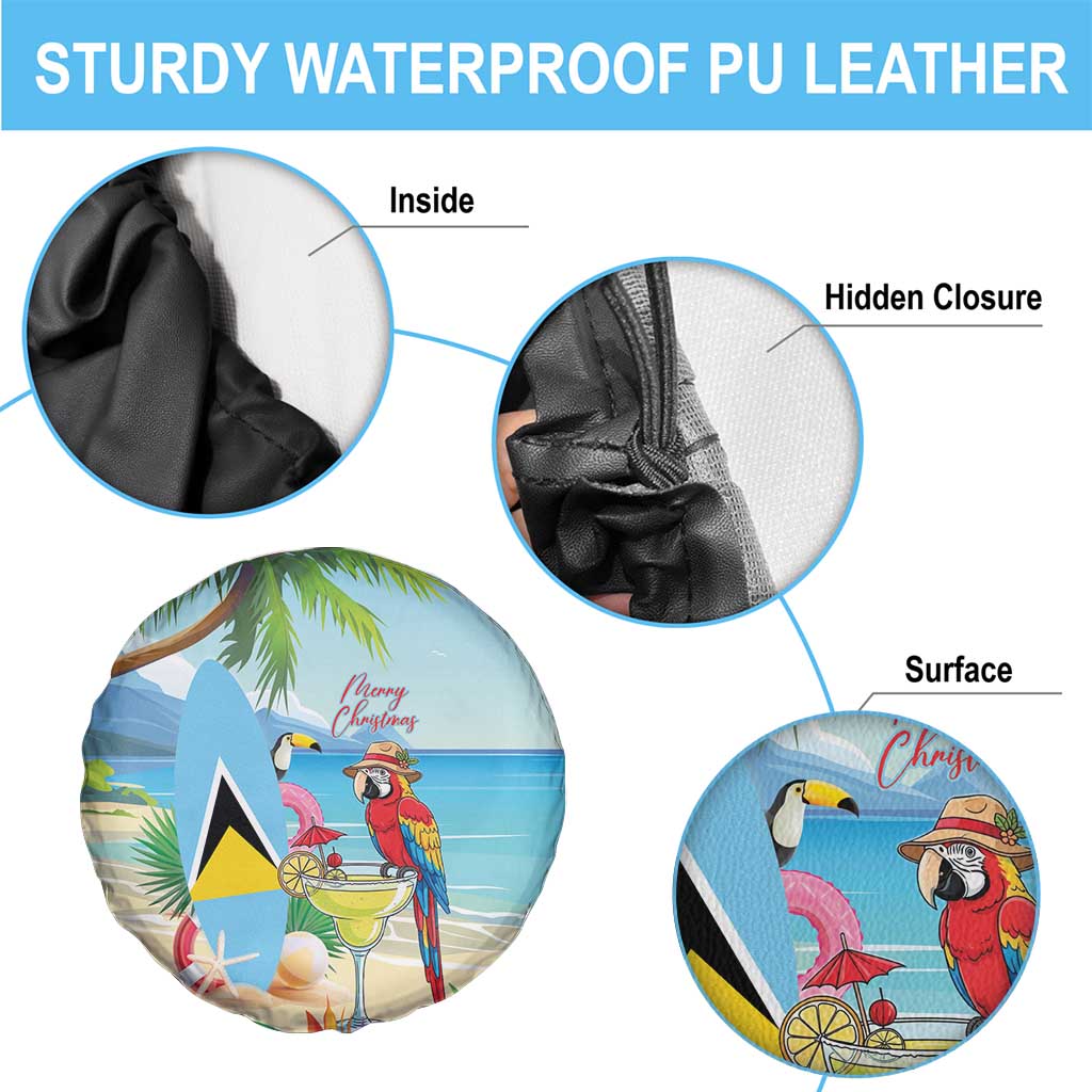 Saint Lucia Christmas Spare Tire Cover Chill Macaw Parrot Caribbean Tropical Style - Wonder Print Shop
