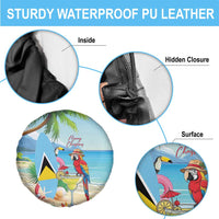 Saint Lucia Christmas Spare Tire Cover Chill Macaw Parrot Caribbean Tropical Style - Wonder Print Shop