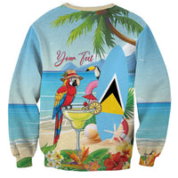 Personalized Saint Lucia Christmas Sweatshirt Chill Macaw Parrot Caribbean Tropical Style - Wonder Print Shop