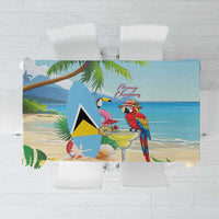 Saint Lucia Christmas Tablecloth Chill Macaw Parrot Caribbean Tropical Style - Wonder Print Shop