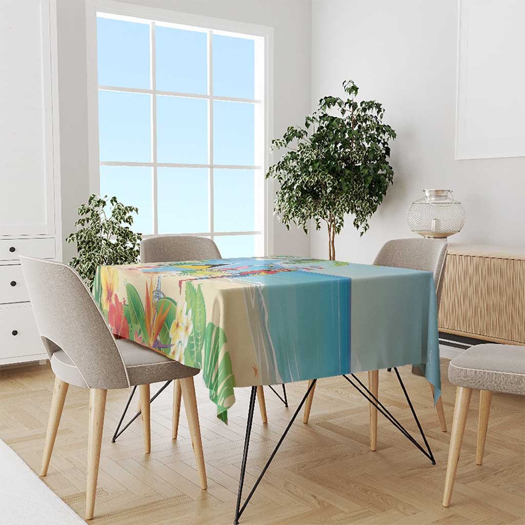 Saint Lucia Christmas Tablecloth Chill Macaw Parrot Caribbean Tropical Style - Wonder Print Shop