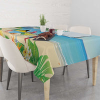 Saint Lucia Christmas Tablecloth Chill Macaw Parrot Caribbean Tropical Style - Wonder Print Shop