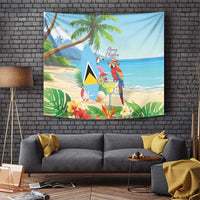 Saint Lucia Christmas Tapestry Chill Macaw Parrot Caribbean Tropical Style - Wonder Print Shop