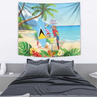 Saint Lucia Christmas Tapestry Chill Macaw Parrot Caribbean Tropical Style - Wonder Print Shop