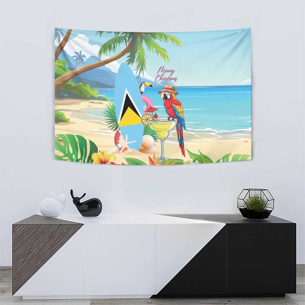 Saint Lucia Christmas Tapestry Chill Macaw Parrot Caribbean Tropical Style - Wonder Print Shop