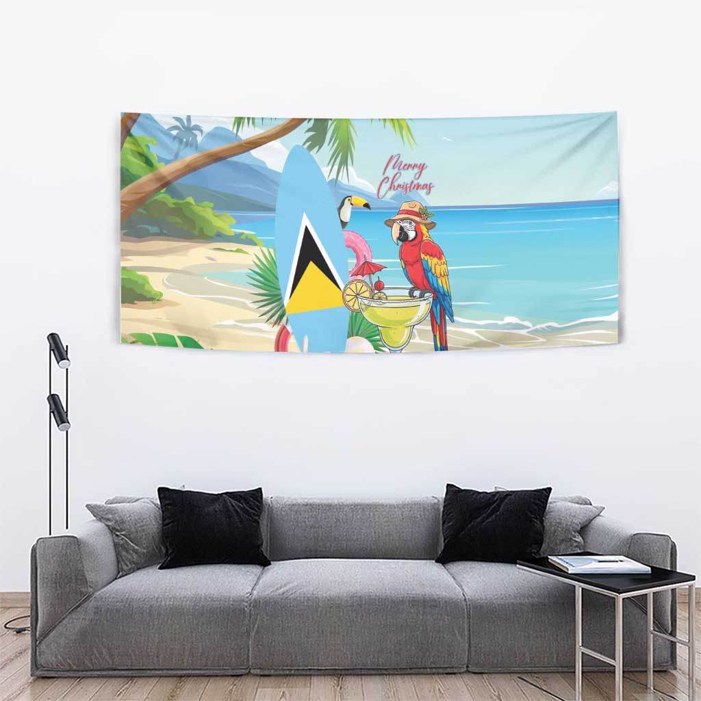 Saint Lucia Christmas Tapestry Chill Macaw Parrot Caribbean Tropical Style - Wonder Print Shop