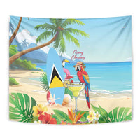 Saint Lucia Christmas Tapestry Chill Macaw Parrot Caribbean Tropical Style - Wonder Print Shop