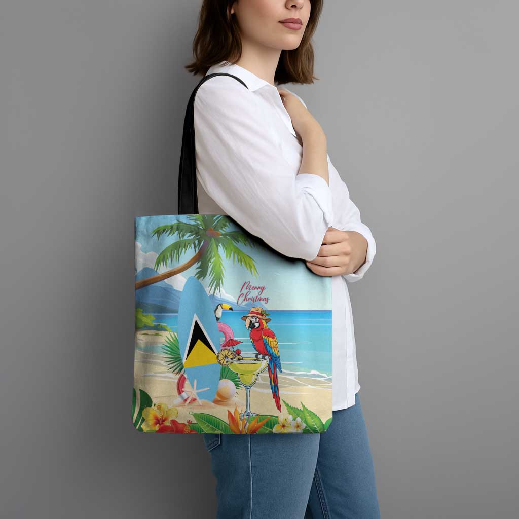 Saint Lucia Christmas Tote Bag Chill Macaw Parrot Caribbean Tropical Style - Wonder Print Shop