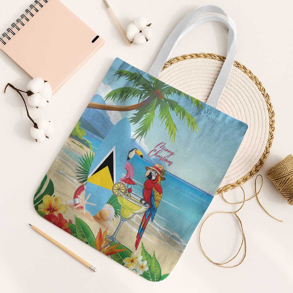 Saint Lucia Christmas Tote Bag Chill Macaw Parrot Caribbean Tropical Style - Wonder Print Shop