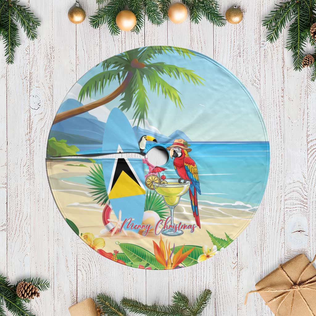 Saint Lucia Christmas Tree Skirt Chill Macaw Parrot Caribbean Tropical Style - Wonder Print Shop