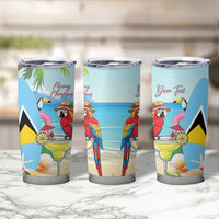 Personalized Saint Lucia Christmas Tumbler Cup Chill Macaw Parrot Caribbean Tropical Style - Wonder Print Shop