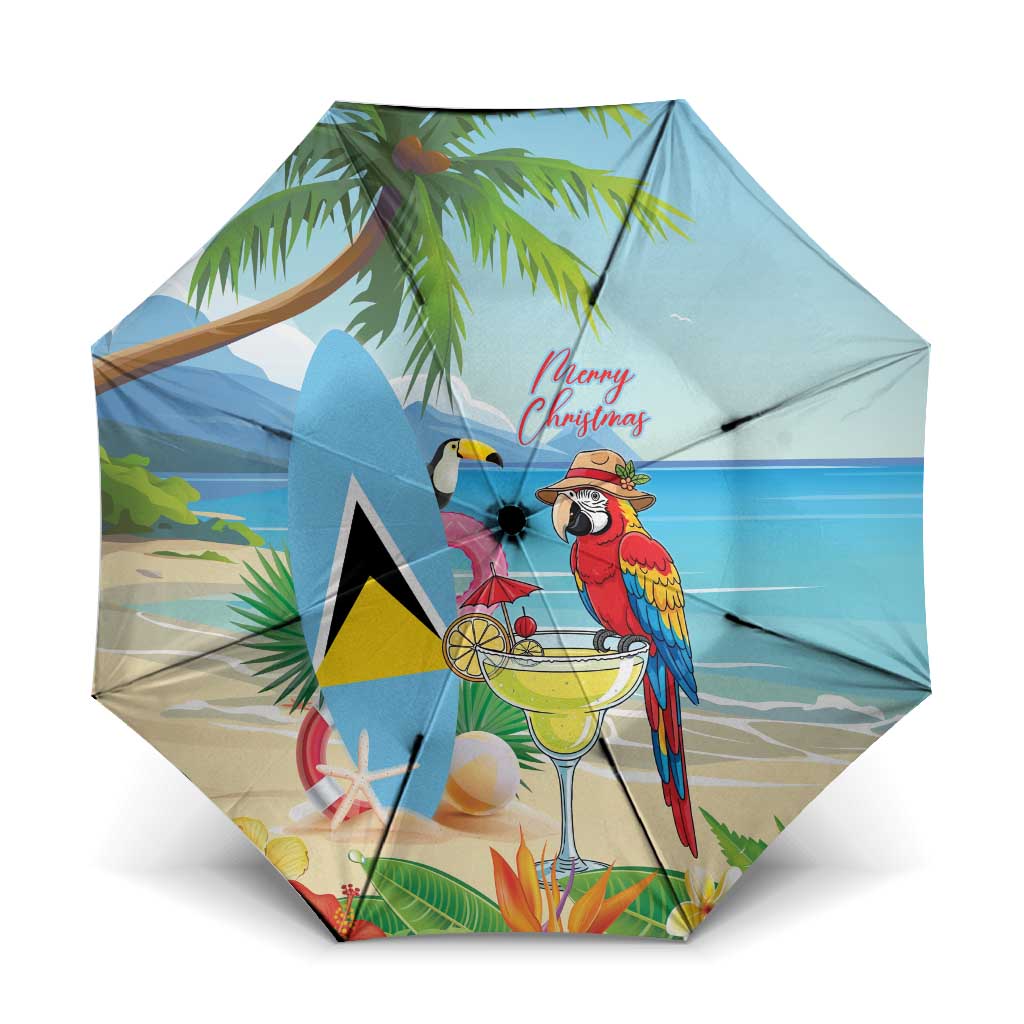 Saint Lucia Christmas Umbrella Chill Macaw Parrot Caribbean Tropical Style - Wonder Print Shop