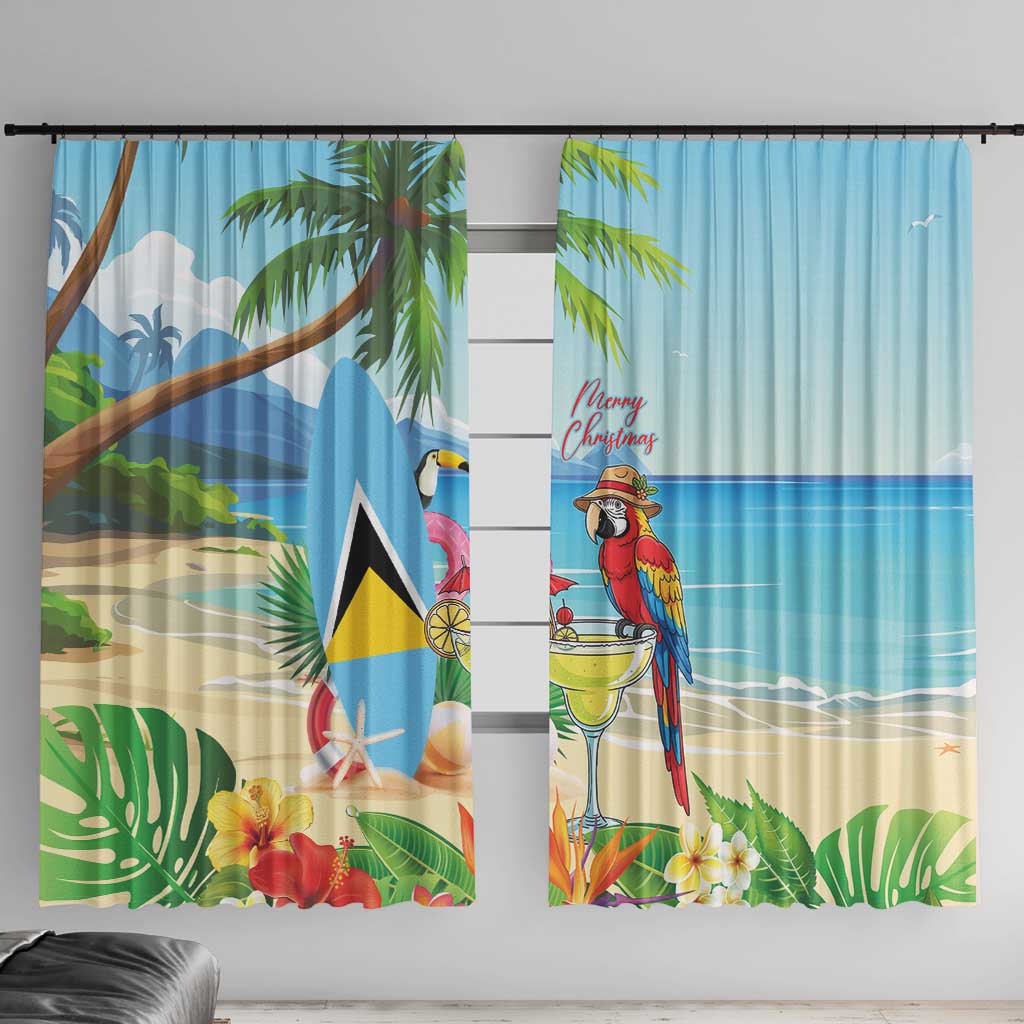 Saint Lucia Christmas Window Curtain Chill Macaw Parrot Caribbean Tropical Style - Wonder Print Shop