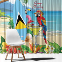 Saint Lucia Christmas Window Curtain Chill Macaw Parrot Caribbean Tropical Style - Wonder Print Shop