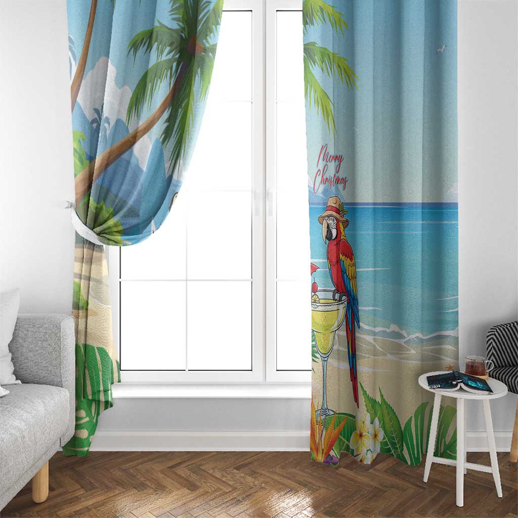 Saint Lucia Christmas Window Curtain Chill Macaw Parrot Caribbean Tropical Style - Wonder Print Shop