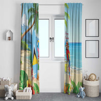 Saint Lucia Christmas Window Curtain Chill Macaw Parrot Caribbean Tropical Style - Wonder Print Shop
