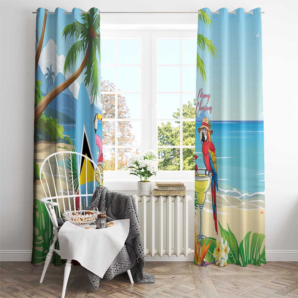 Saint Lucia Christmas Window Curtain Chill Macaw Parrot Caribbean Tropical Style - Wonder Print Shop