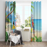 Saint Lucia Christmas Window Curtain Chill Macaw Parrot Caribbean Tropical Style - Wonder Print Shop