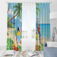 Saint Lucia Christmas Window Curtain Chill Macaw Parrot Caribbean Tropical Style - Wonder Print Shop