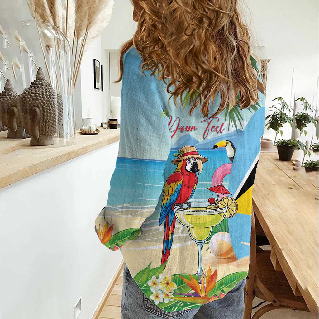 Personalized Saint Lucia Christmas Women Casual Shirt Chill Macaw Parrot Caribbean Tropical Style - Wonder Print Shop
