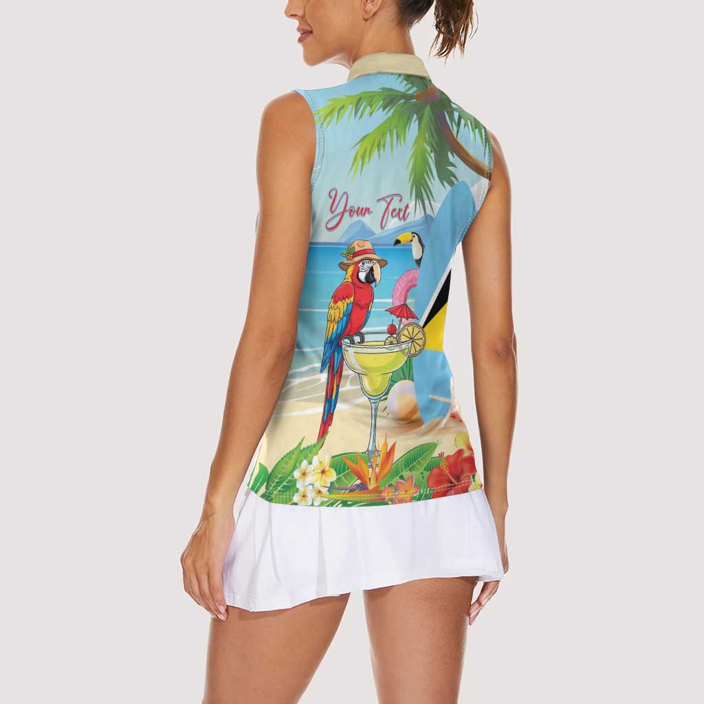 Personalized Saint Lucia Christmas Women Sleeveless Polo Shirt Chill Macaw Parrot Caribbean Tropical Style - Wonder Print Shop