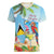 Personalized Saint Lucia Christmas Women V-Neck T-Shirt Chill Macaw Parrot Caribbean Tropical Style - Wonder Print Shop