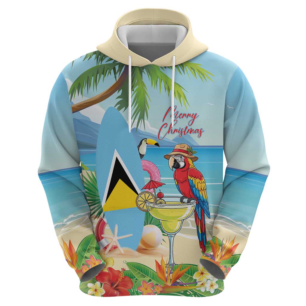 Personalized Saint Lucia Christmas Zip Hoodie Chill Macaw Parrot Caribbean Tropical Style - Wonder Print Shop