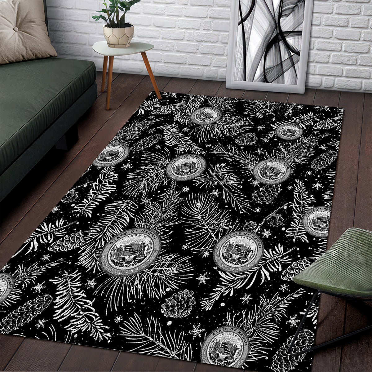 Hawaii Christmas Area Rug Tropical Style With Coat Of Arms - Wonder Print Shop