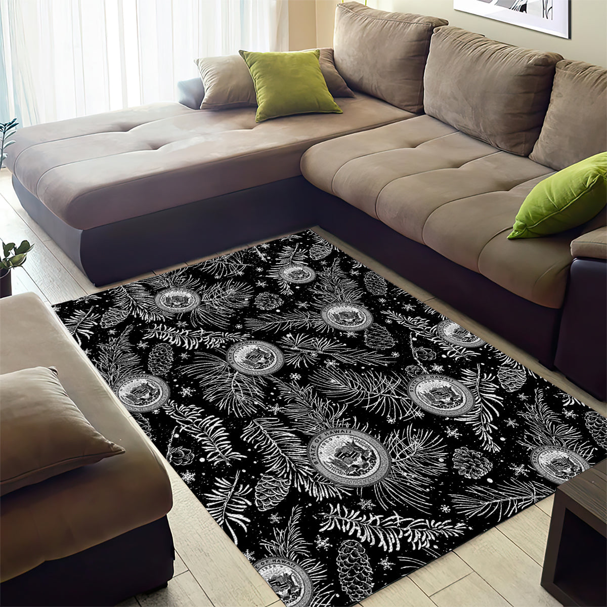Hawaii Christmas Area Rug Tropical Style With Coat Of Arms - Wonder Print Shop