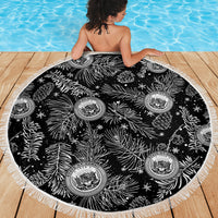 Hawaii Christmas Beach Blanket Tropical Style With Coat Of Arms - Wonder Print Shop