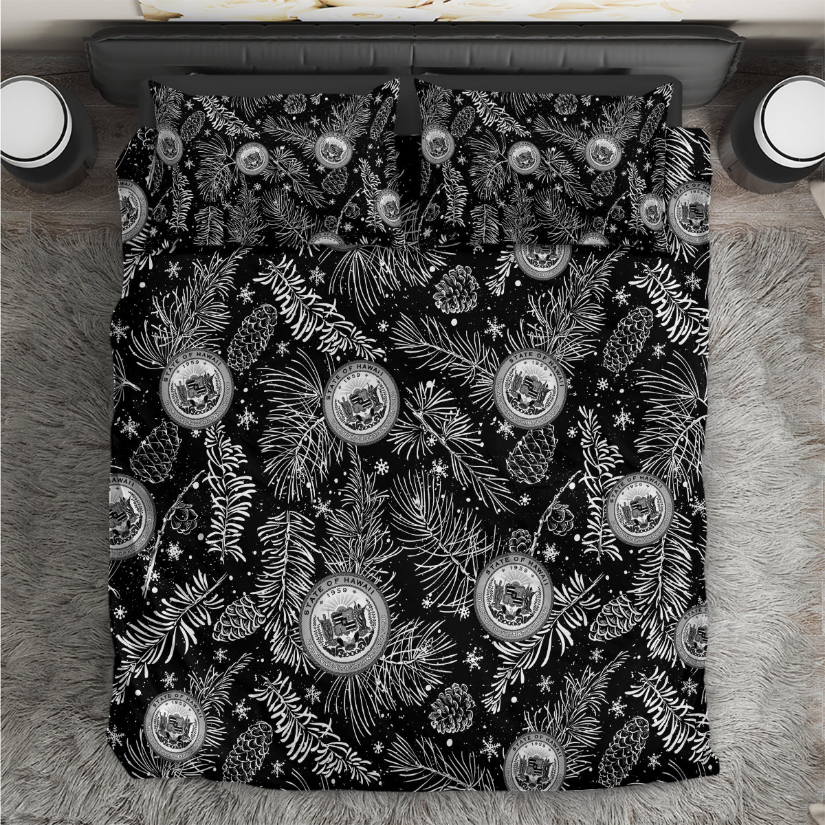 Hawaii Christmas Bedding Set Tropical Style With Coat Of Arms - Wonder Print Shop