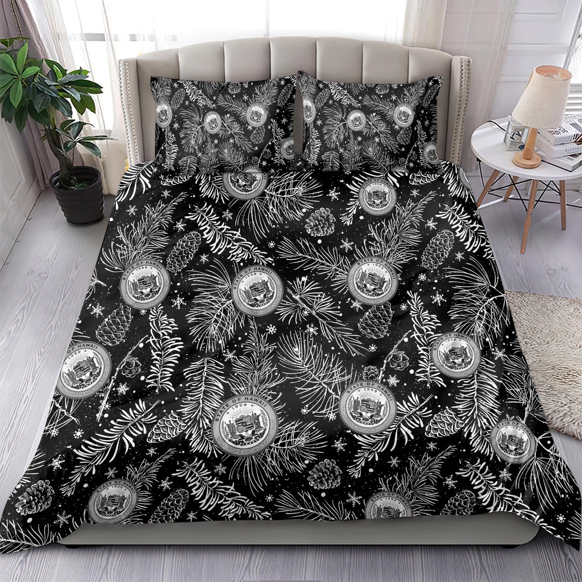 Hawaii Christmas Bedding Set Tropical Style With Coat Of Arms - Wonder Print Shop