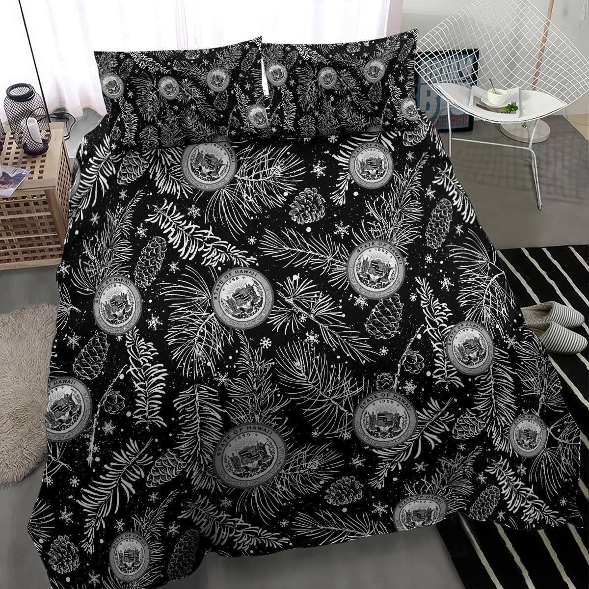 Hawaii Christmas Bedding Set Tropical Style With Coat Of Arms - Wonder Print Shop