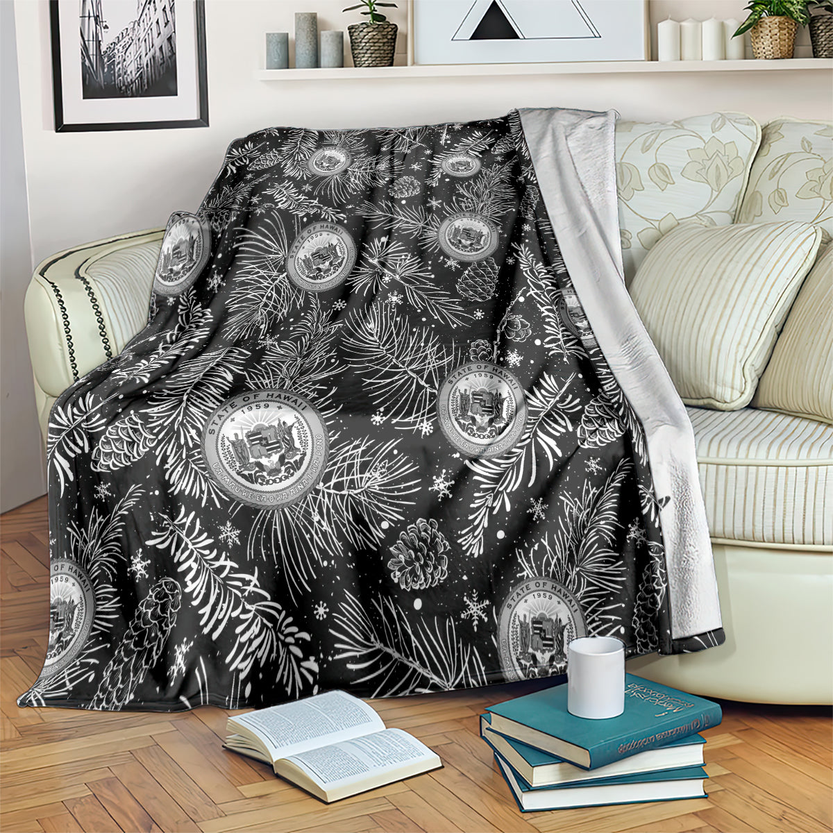 hawaii-christmas-blanket-tropical-style-with-coat-of-arms