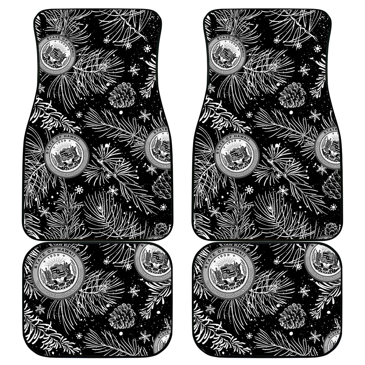 Hawaii Christmas Car Mats Tropical Style With Coat Of Arms - Wonder Print Shop