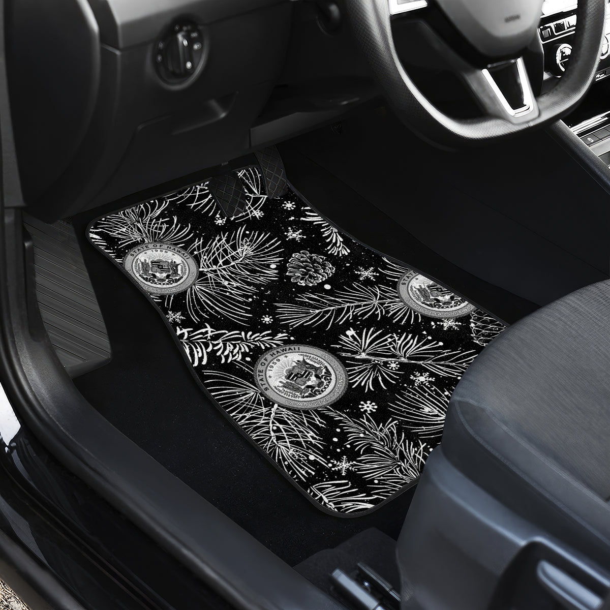 Hawaii Christmas Car Mats Tropical Style With Coat Of Arms - Wonder Print Shop