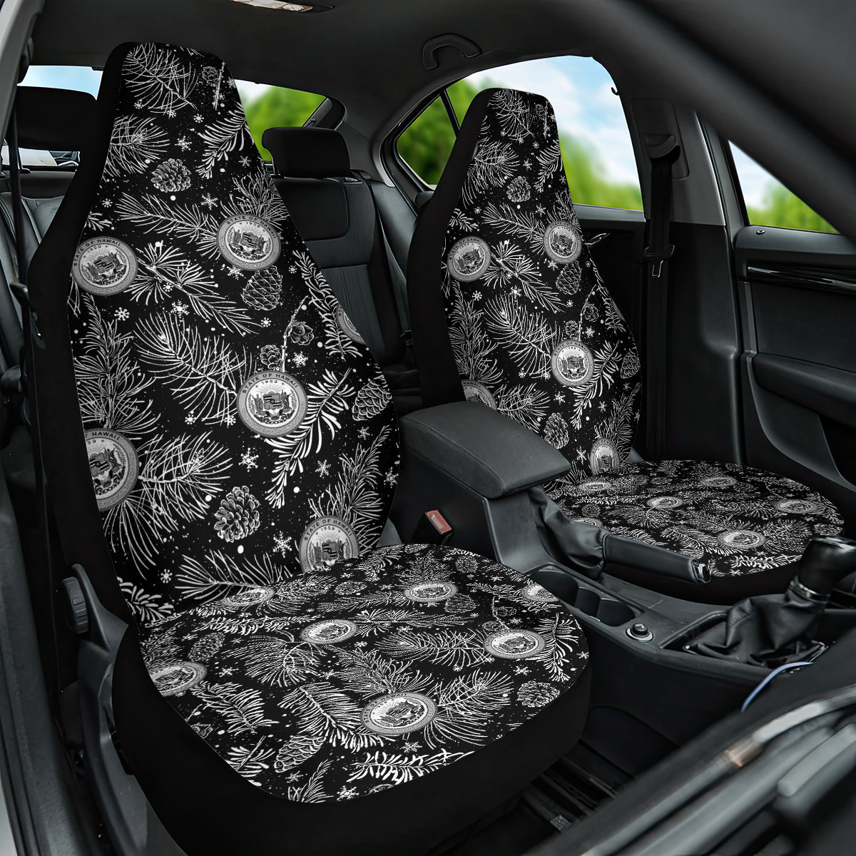 Hawaii Christmas Car Seat Cover Tropical Style With Coat Of Arms - Wonder Print Shop