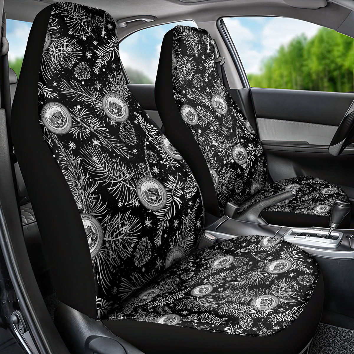 Hawaii Christmas Car Seat Cover Tropical Style With Coat Of Arms - Wonder Print Shop