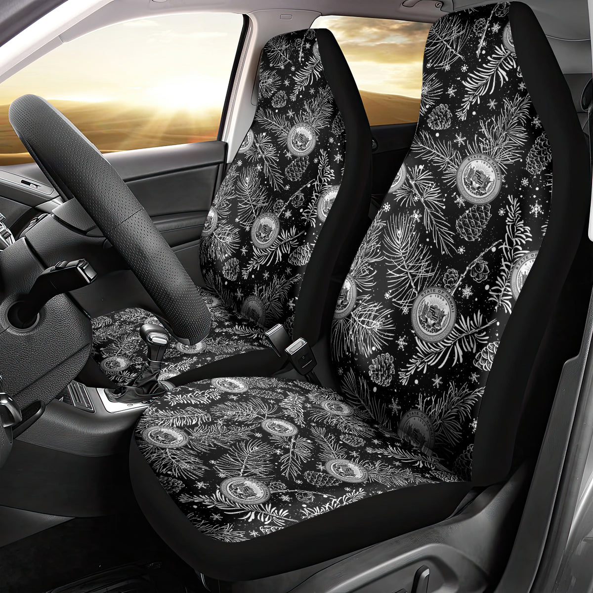 Hawaii Christmas Car Seat Cover Tropical Style With Coat Of Arms - Wonder Print Shop
