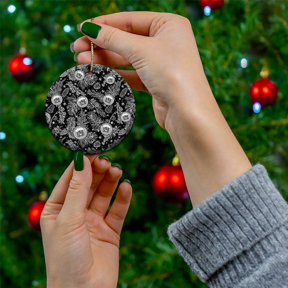 Hawaii Christmas Ceramic Ornament Tropical Style With Coat Of Arms - Wonder Print Shop