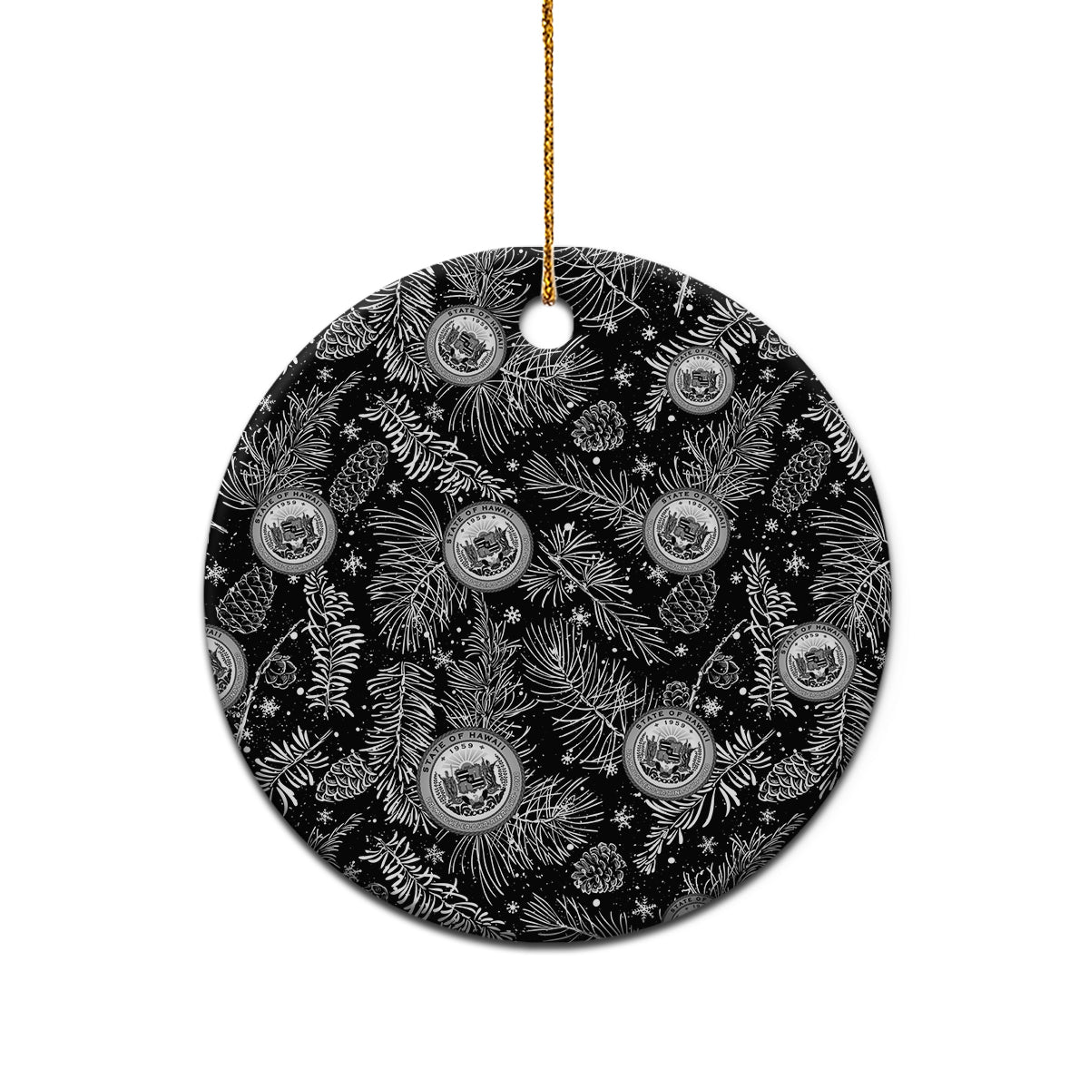 Hawaii Christmas Ceramic Ornament Tropical Style With Coat Of Arms - Wonder Print Shop